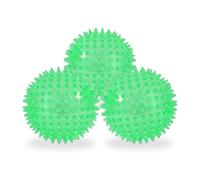 Squeaky Spiky Dog Balls for Teeth Cleaning & Gum Massage 2.5 Inch Small Medium Dogs Green | Spiny TPR Rubber Chew Toys for Fetch Play Interactive Bouncy Dental Balls BPA Free Nontoxic Floats - 3 Pack
