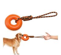 Squeaky Toys for Dogs | Teething Spiky Ring for Puppy | Interactive Toy with Rope for Small Medium Large Dogs Mental Stimulation Boredom Relief Outdoor Indoor Park Walking