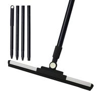 Squeegee Broom for Floor Shower Squeegee with Long Handle Rubber Wiper for Bathroom Tile Shower Glass Car Window Deck Patio Cleaning (Black)