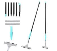 Squeegee Cleaner, Window Cleaning Equipment with 154 cm Telescopic Handle and Microfiber Cloths, Squeegee Mop Clean Tool for Floor Glass Wall Car Home Kitchen Bathroom Shower