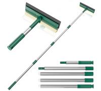 Squeegee for Window Cleaning, Window Squeegee for Home with 60" Long Handle, 2 in 1 Window Cleaner Sponge and Dual Side Blade Rubber, Window Cleaner Tool with Long Handle for Glass, Shower, Windshield