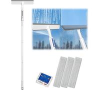 Squeegee for Window Cleaning with Spray, 2024 New Double-Sided Spray Expansion Window Cleaner,Dual Side Mist Retractable Window Removable Glass Cleaning Mop for Indoor/Outdoor High Window (3 Wipes)