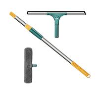 Squeegee with 1.5m Long Handle Rubber Wiper Width 25cm/30cm/35cm/45cm Window Cleaner Kit with Microfiber Scrubber Adjustable Long Handle Foam Blade for Wet Room Window Garage (25cm)