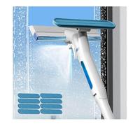 Squeegee with Sprayer Rotatable Head Two Spray Modes 4 in 1 Window Cleaning Scraper with Water Tank and 8 Pads for Shower Glass Car Window