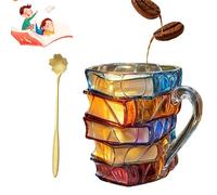 Squeeze Bookhaven Mug, Iiipu Bookhaven Mug, Libilin 3D Painted Book Mugs for Lovers, Baheey Colorful Heat-Resistant Cup, Ergonomic Comfort Grip, for Readers, Librarians and Literature Lovers (B)