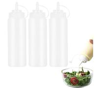Squeeze Bottle Sauce Bottle, Pack of 3, 500 ml, 16 oz Plastic Squeeze Bottle, Dosing Bottle, Dressing Shaker Condiment Bottles for Painting, Baking, Ketchup, Hot Sauce, Olive Oil, Spice Bottle Squeeze