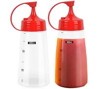 Squeeze Bottle with Nozzle 2PCS Chef Squeezy Bottles No Leak Reusable for Home Restaurant 300ml Plastic Squeeze Bottles for Sauce, Ketchup, BBQ, Dressing, Paint, Pancake