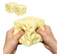 Squeeze Cheese Squishys, 2Pcs Squish-y Squeeze Luck Cheese Block, Soft Novelty Slow Rising Sensory Cheese Stress Ball & Anxiety Relief Fidget Gifts for Fun Party Favors