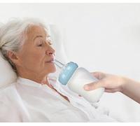 Squeeze Feeding Kit with Straw Spoon 180ml Flow Control Cup for Thick Liquids Adjustable Flow Silicone Bottle Medical Feeding Cup for Elderly, Disabled Adults Home Caregivers