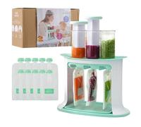 Squeeze Station Baby Food Maker, Homemade Puree Food Squeezer with 10 Pouch Storage Bags, Portable Reusable Food Pouch Filling Station Fresh Fruit Juice Dispenser, Dishwasher Safe & BPA-Free