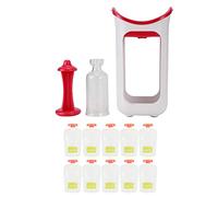 Squeeze Station Press & Store System, Fruit Puree Squeezer for Kids, Portable Food Pouch Filler with Non - Slip Base, Includes 10 Disposable Pouches for Home Kitchen Use (Rose Red)