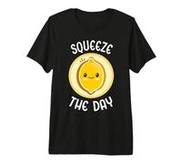 Squeeze The Day Cute Adorable Kawaii Lemon Food Pun Premium T-Shirt