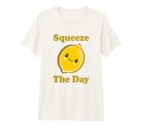 Squeeze The Day Cute Adorable Kawaii Lemon Food Pun Premium T-Shirt