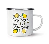 Squeeze The Day Lemon Enamel Mug Cup