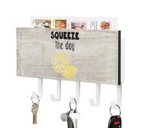 Squeeze The Day Lemon Key Holder Saying Quote Wall Mount Key Hooks Holder Self Adhesive Key Hanger Organizer Classic Letter Holder Home Decor for Entryway Front Door