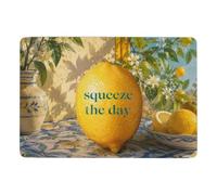 Squeeze The Day - Lemon Poster Printed Rug 150 X 100 Cm, Soft for Bedroom | Living room rug - adds a soft decorative accent; PVC dot non slip backing; for lounge and reading spaces