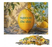 Squeeze The Day - Lemon Poster Wooden Adult Jigsaw Puzzle 1000 Pieces | A flexible puzzle activity: steady puzzle progress in spare time.