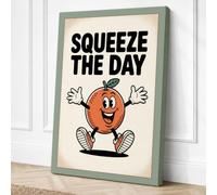 Squeeze the Day Retro Canvas Wall Art Print 30x20 Inch | Sage