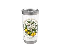 Squeeze The Day Vintage Lemon Bee Botanical Summer Fruit Stainless Steel Insulated Tumbler