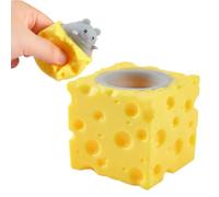 Squeeze Toy Animal, Relaxing Prank Fidget, 4x4x4cm, Mouse In Cheese Toy Stress Ball, Mouse And Cheeses An-xiety Toys, Safe And Gentle Material, For Boys Children Student Adults Travel School