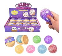 Squeeze Toy Set - 12Pcs Dumpling Shape Soft Shiny Sensory Balls | Glitter Squishy Food Fidget - Elastic Calming Stress Relief Students Adults Classroom Home Travel Car Ride Gift Box