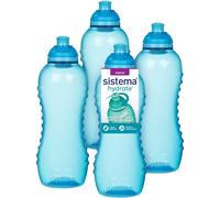 Sistema Squeeze Twist 'n' Sip Sports Water Bottles | 460 ml | Leakproof Kids Water Bottles | BPA-Free | Blue | 4 Count