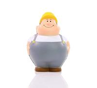 Squeezies® construction worker Bert®, for stress relief, crushes back to its original shape.