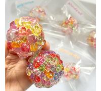 Squeezing Ball, Hand Exercise Feature, 6cm, Squishy Stress Balls Fidget Toys, Stress Relief Squeeze Fidget Toy, Friendly Design, For Birthday Goodie Bag Stuffers (Bead+Block)