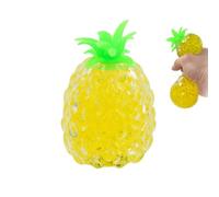 Squeezy Bead Pineapple - Fun Soft Fidget Toy, Stress Relief, Novelty Party Bag Filler, Sensory Stimulation, Fruit Squishies, for Kids and Adults with Autism ASD (1 Yellow Stress Pineapple)