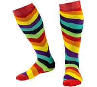 Squelch 3 in 1 Welly Hiking and Ski Socks Diagonal Rainbow - - Size: ONESIZE