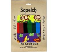 Squelch Set of Three Kids Welly Socks in a Gift Box - - Size: 3-6y