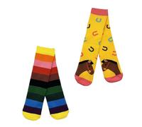 Squelch Thick & Cosy Socks for Children - Twin Pack - twice as much fun! Perfect for wellies, skiing and hiking. (UK, Numeric, 7, 11, Regular, Stripes & Horses)