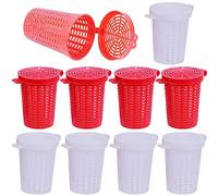 SquEqu 10 Pack Fishing Bait Cage Trap Feeder Holder Box Large Size Baits Case Barrel Fish Lure Plastic Basket Fishing Tackle Kit Gear Tool for Fish Shrimp Earthworm Crab Catfish Cast Net