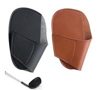 SquEqu 2 Pack Golf Club Headcover Protective Case PU Leather Adjustable Golf Iron Covers for Golfing Individual Iron Single Length Iron Set Golf Wedge Golfing Club Wedges Fit Most Irons Wedges