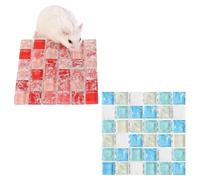 SquEqu 2 Pack Hamster Chiller Glass Stone Hamsters Cooling Pad Dwarf Hamster Bedding Cool Plate Tiles Ice Bed for Rabbits Guinea Pig Gerbil Chinchilla Bunny Ferret and Other Small Animals Small Pets