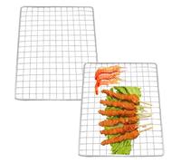 SquEqu 2 Pack Portable Charcoal Grill Grate Replacement 8'' x 6'' Stainless Steel BBQ Smoker Grill Grates Rack for Lightweight Tabletop Grill Backpacking Stove Fire Pit Camping Folding Grills Cookout