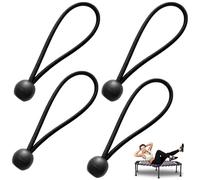 SquEqu 4 Pack Rebounder Trampoline Bungee Cords Replacement 6 Inch Bungee Balls Black Ball Bungee Elastic Straps for 40"/48" Mini Rebounder Trampoline Mini Trampoline Foldable Fitness Trampoline