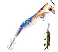 Squid bait in salt water - squid bait glows in the dark - wood shrimp hook with light effect, flexible swimming, realistic shrimp for cod,