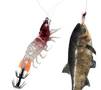 Squid Baits | Artificial Glow in the Dark Shrimp Shape Fish Hook, for Outdoor Use in Salt and Sweet Waters Rivers Lakes Ponds Holiday Family Night