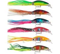 Squid Fishing Lures, 6pcs 16.8g/40g Octopus Swimbait Sea Surface Saltwater Fish Bait for Golden Yellow Perch Pike Bar Muskelong Trout Tuna