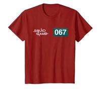 Squid Game 067 Player Number with Logo Kids T-Shirt, Youth, Cranberry Red, 3T