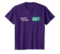 Squid Game 067 Player Number with Logo Kids T-Shirt, Youth, Purple, 3T