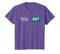 Squid Game 067 Player Number with Logo Kids T-Shirt, Youth, Purple Heather, Small