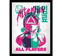 Squid Game 2 All Players Framed Poster (40cm x 30cm) (Green/Pink)