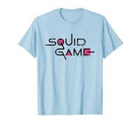 Squid Game Classic Black Text Logo T-Shirt, Men, Baby Blue, XX-Large