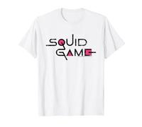 Squid Game Classic Black Text Logo T-Shirt, Men, White, 3X-Large