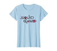 Squid Game Classic Black Text Logo T-Shirt, Women, Baby Blue, 3X-Large