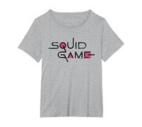 Squid Game Classic Black Text Logo T-Shirt, Women's Plus, Heather Grey, 1X
