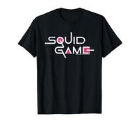 Squid Game Classic White Text Logo T-Shirt, Men, Black, XX-Large
