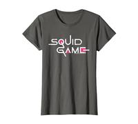Squid Game Classic White Text Logo T-Shirt, Women, Asphalt Grey, Medium